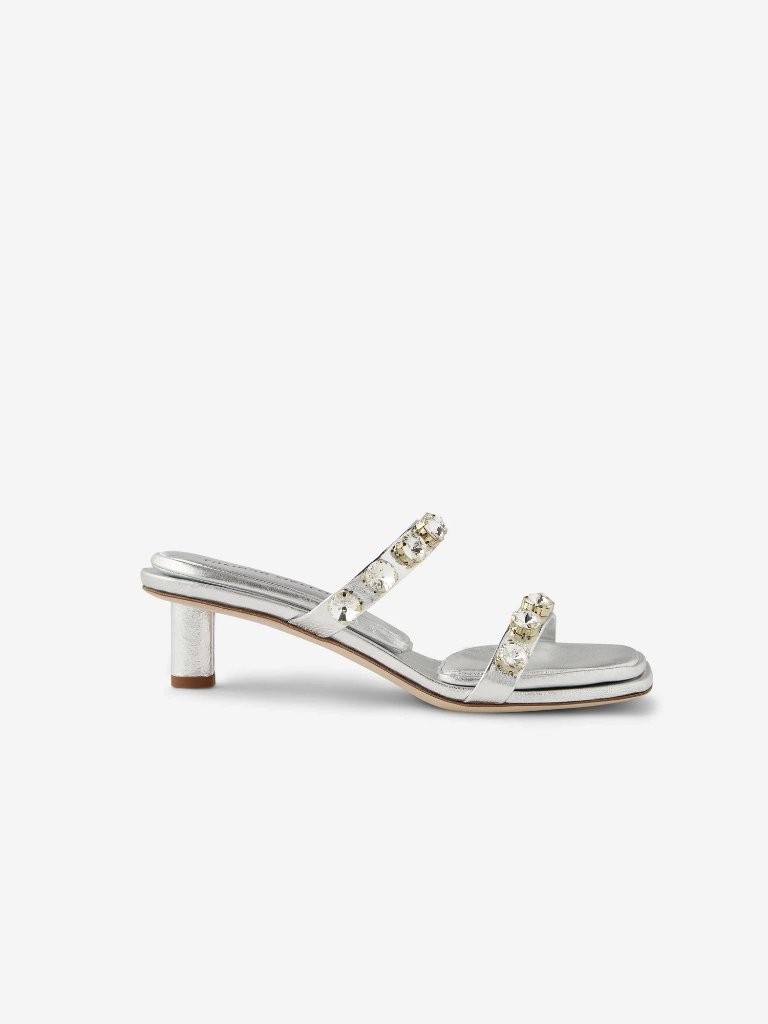 Tamara Mellon Not A Lost Cause Silver Leather Sandals Heels Sz 37 Us 7 New Nwob